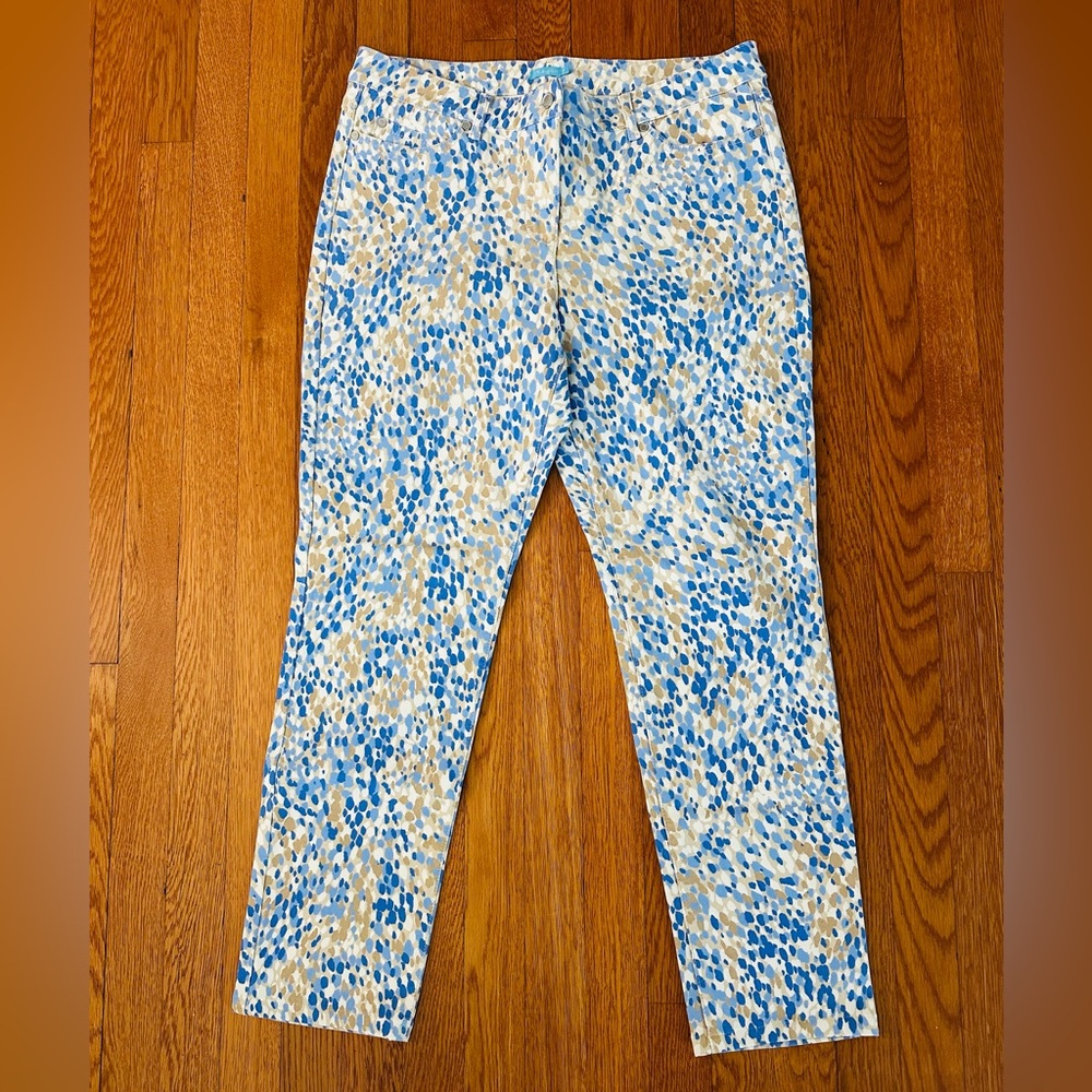J. McLaughlin Blue and Tan Patterned Jeans